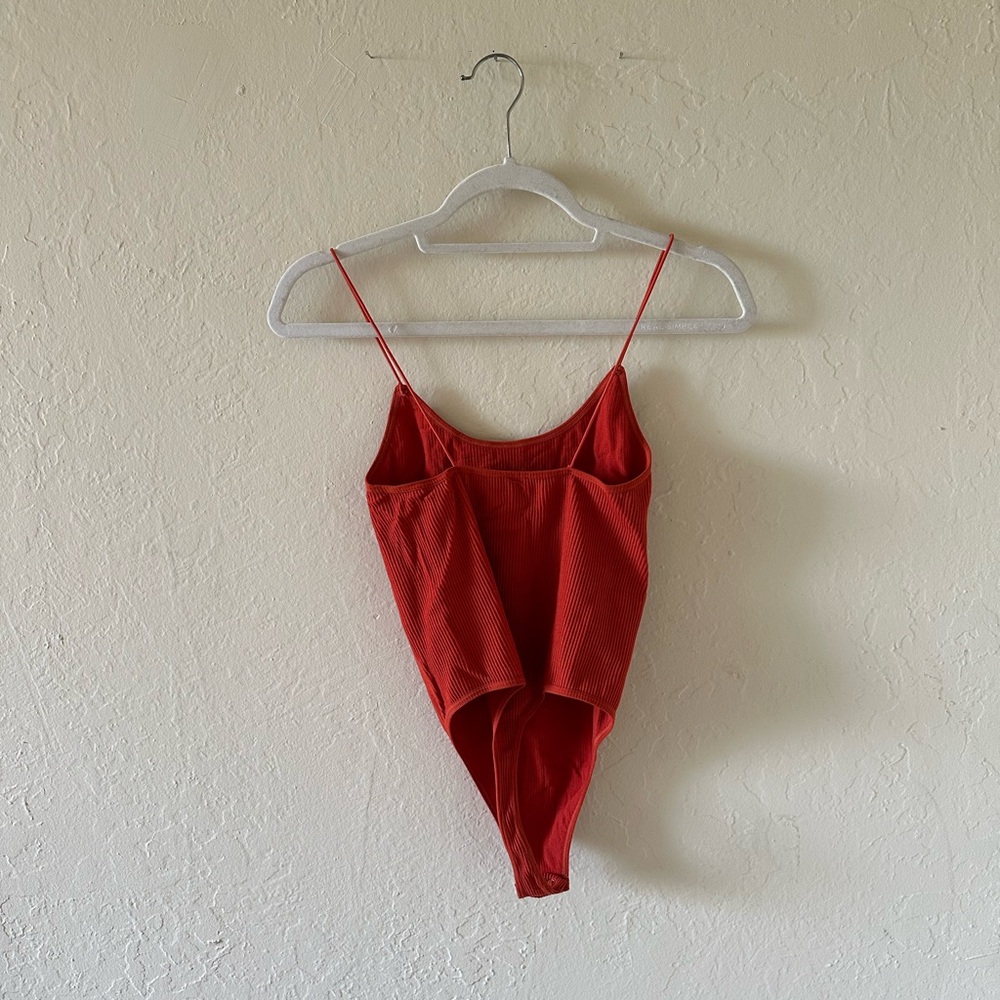 Red Ribbed Bodysuit - Picture 2 of 3